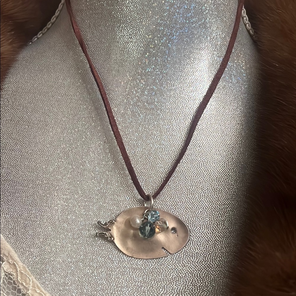 Upcycled Vintage Silverplate Fish Pendant Necklace
